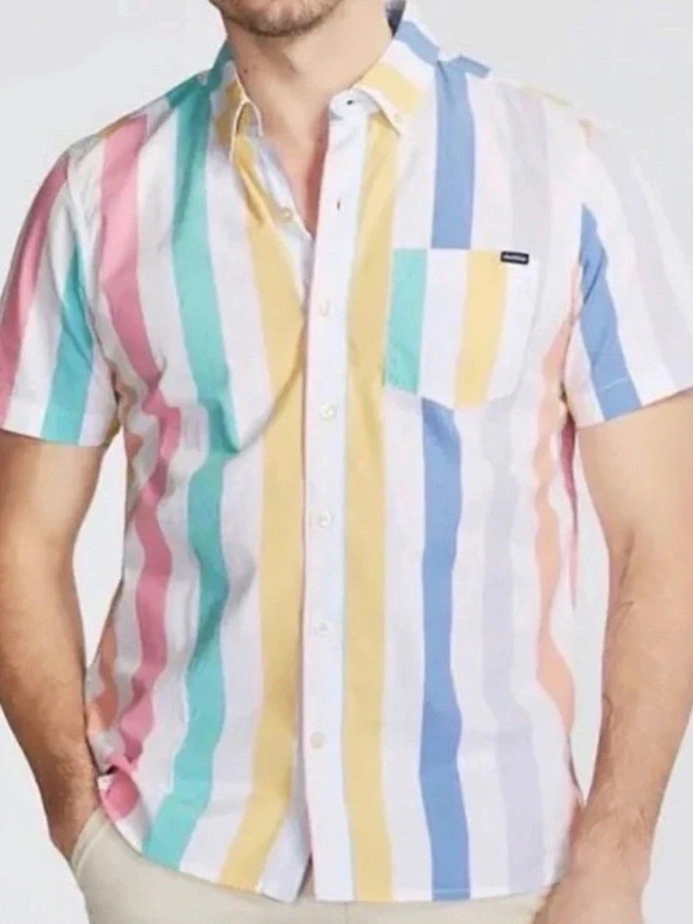Chubbies “The Colors of the Wind” Weave Friday Shirt Striped Button Down White